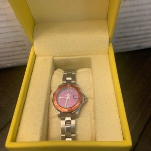 Invicta Silver and purple Women's Watch with Orange Accents